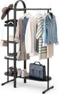 Umbra Bellwood Garment Rack Clothes Stand for Clothing, Coats, Dresses, with Shelf for Shoes and Accessories, Black