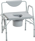 Drive Medical Deluxe Bariatric Drop-Arm Commode 1,000 Pound Weight Capacity, Grey