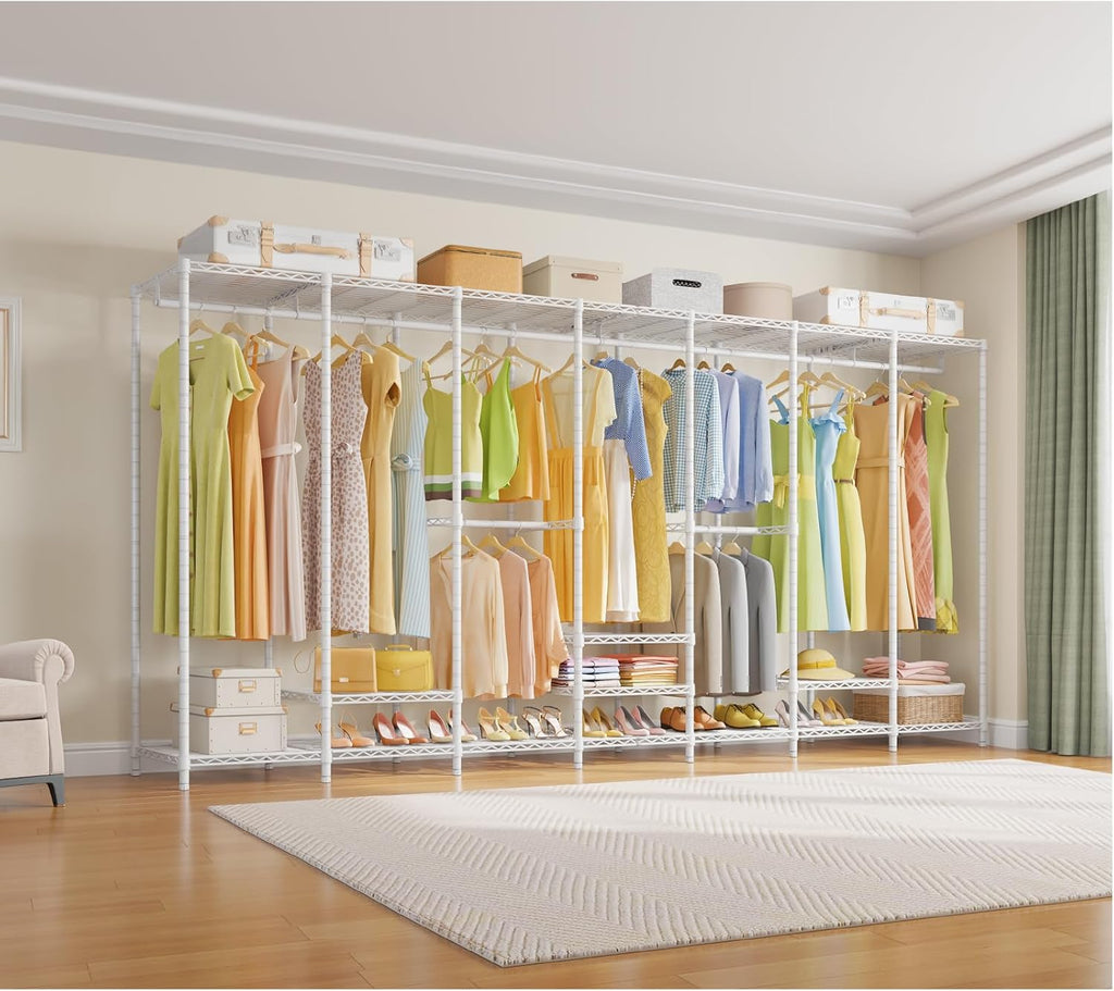 VIPEK V70 Extra Large Clothes Rack Heavy Duty Clothing Rack, Freestanding Wardrobe Metal Closet for Hanging Clothes, Bedroom Organizer and Storage, Max Load 1670lbs, White