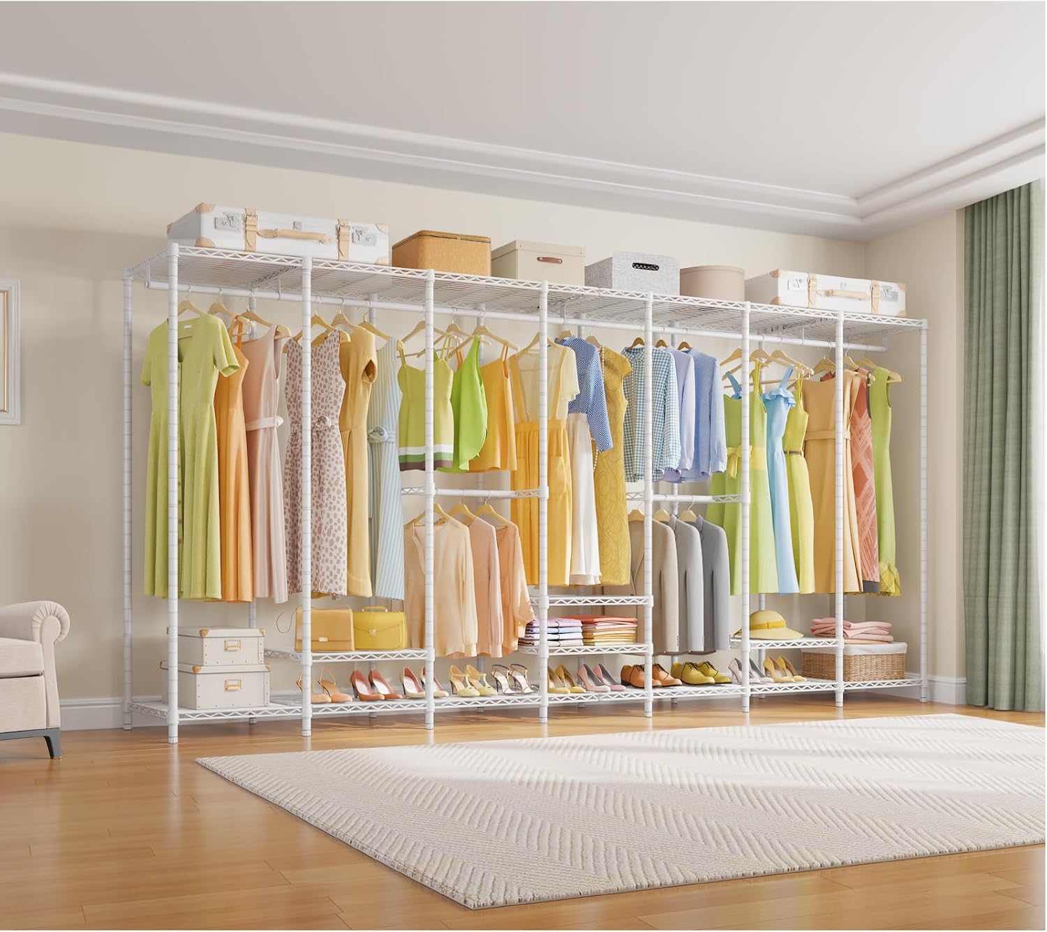 VIPEK V70 Extra Large Clothes Rack Heavy Duty Clothing Rack, Freestanding Wardrobe Metal Closet for Hanging Clothes, Bedroom Organizer and Storage, Max Load 1670lbs, White