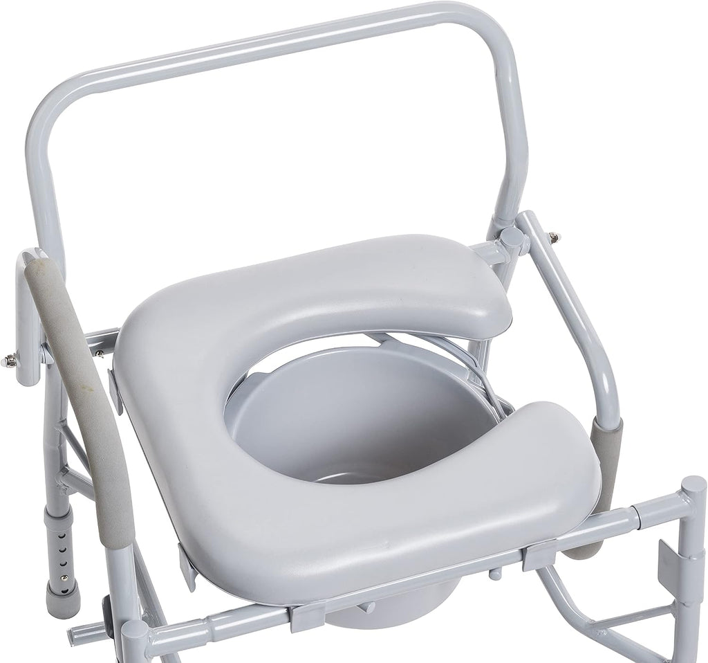 Drive Medical 11125PKSD-1 Commode Chair for Toilet with Padded Seat and Arms, Gray