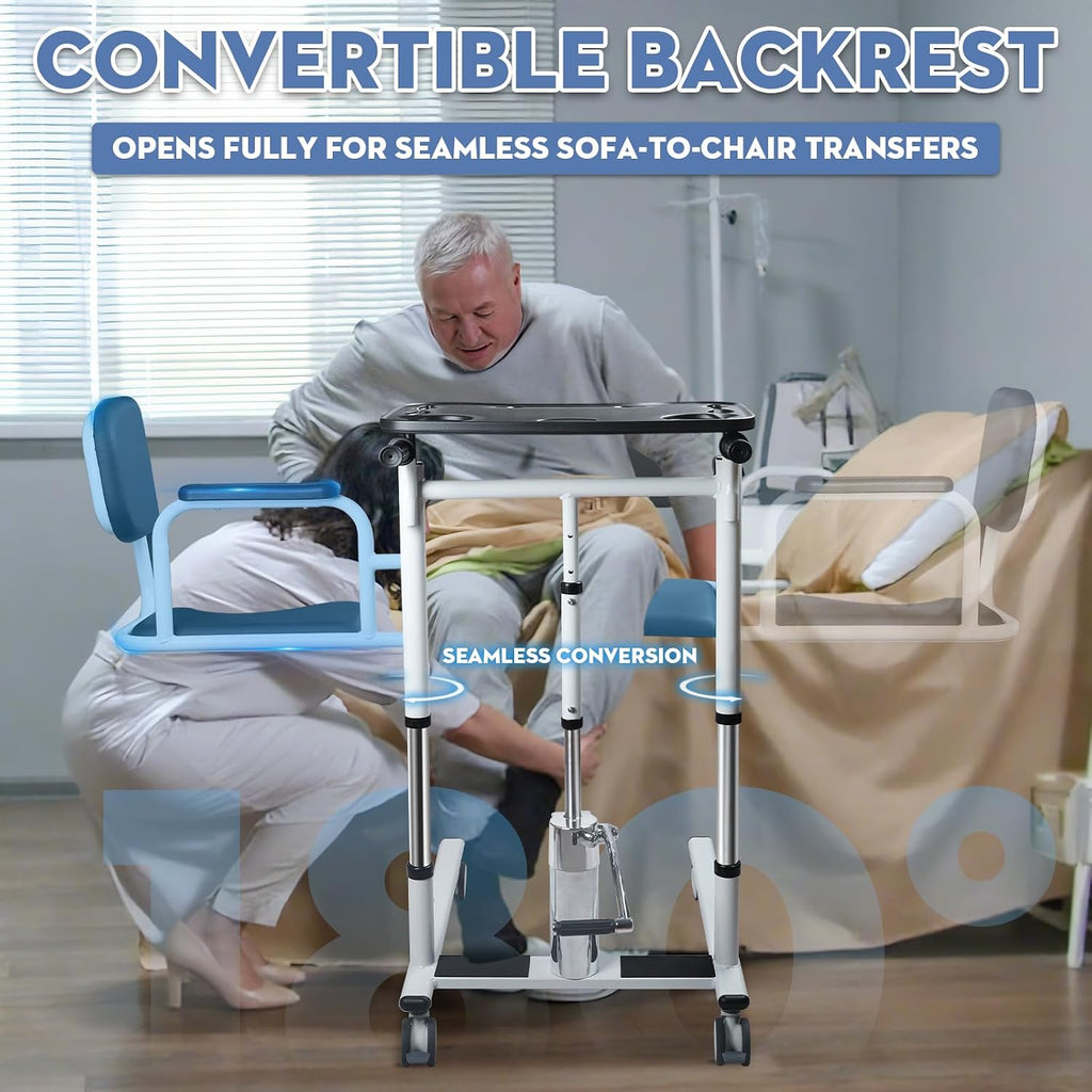 Patient Lift Transfer Chair - Heavy Duty Shower Commode Chair with Toilet Safety Frame (Black/Dual A)