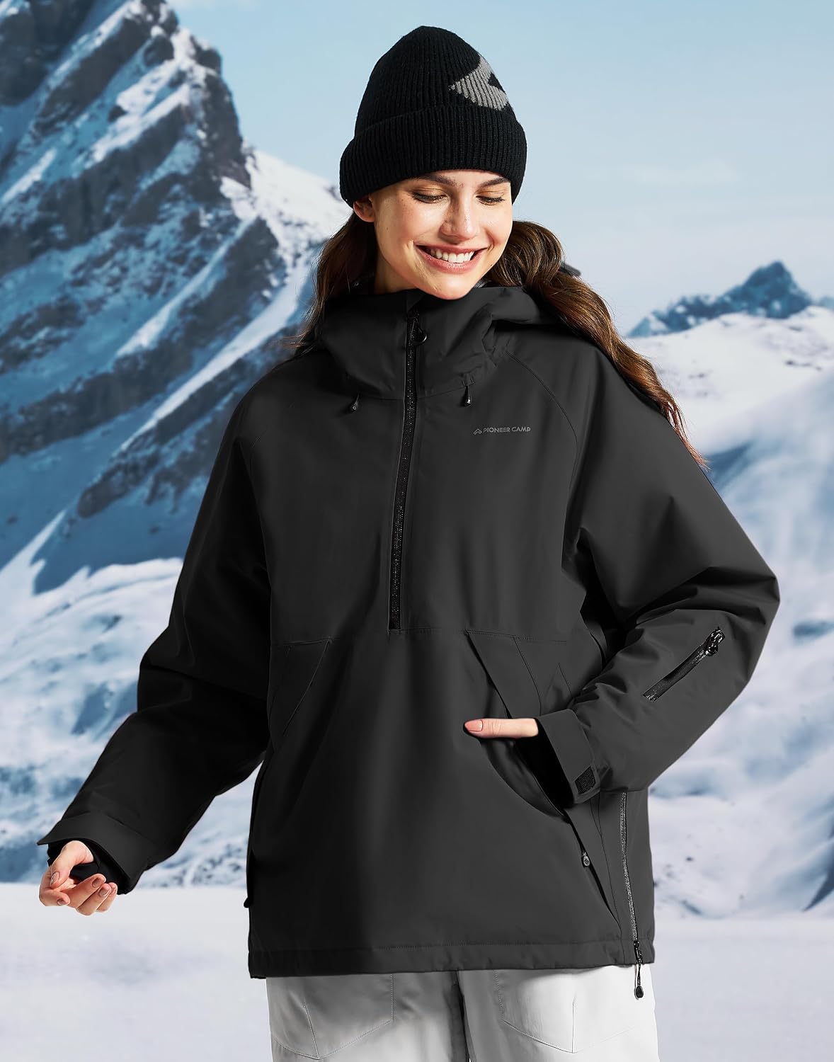 Pionner Camp Womens Ski Jacket Snow Coat Waterproof Baggy Anorak Snowboard Hoodie Insulated Pullover Winter Sports Mountain