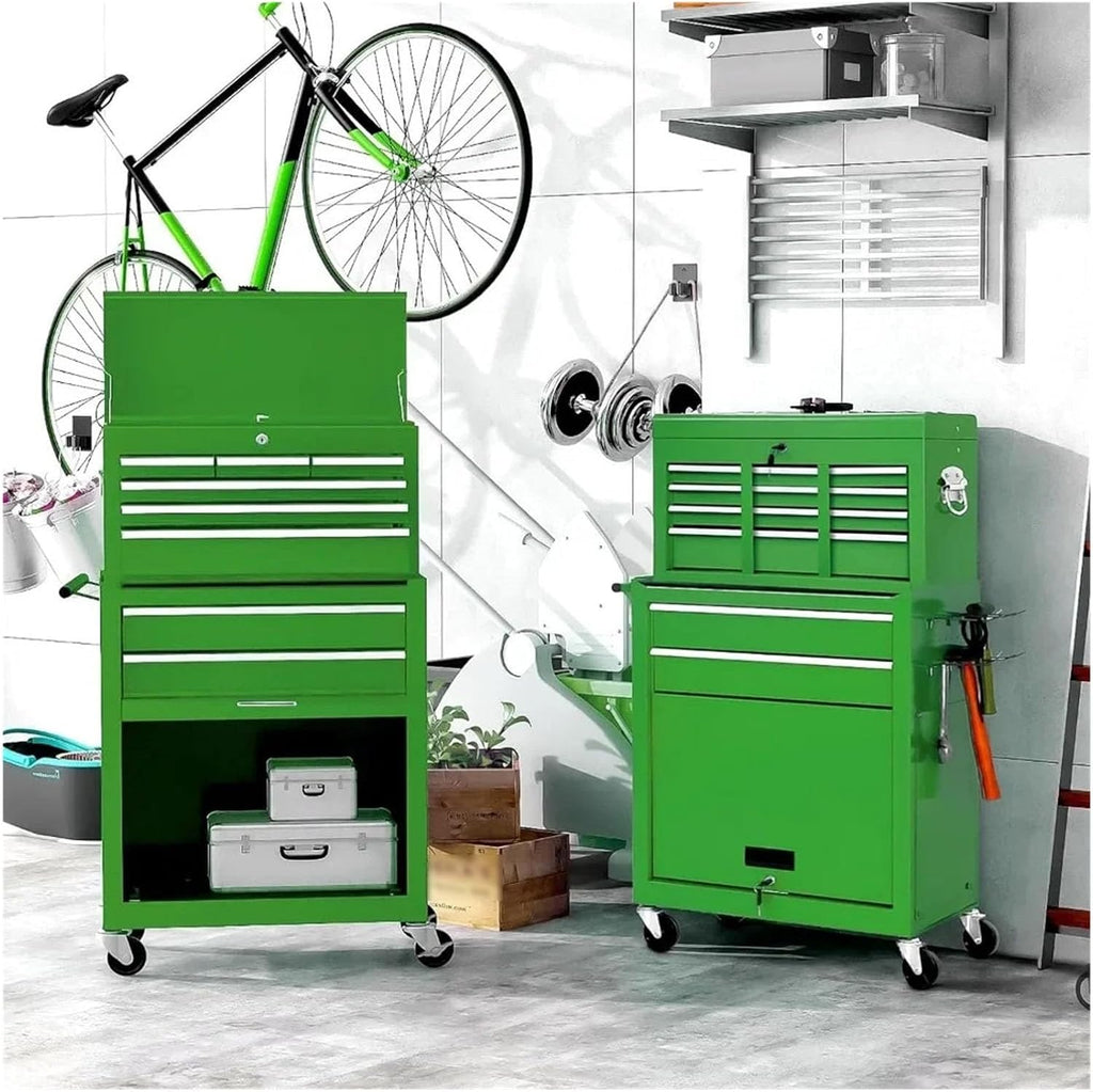 Tool Box Rolling Tool Chest, 8-Drawer Tool Box, 2 in 1 Detachable Tool Chests & Box, Portable Steel Tool Cabinets w/Lockable Wheels & Sliding Drawers for Warehouse, Garage Hardware Toolbox