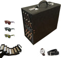 INTSUPERMAI Eyeglasses Storage Organizer Foldable Suitcase with Password PU leather Glasses Eyewear Display Case Box