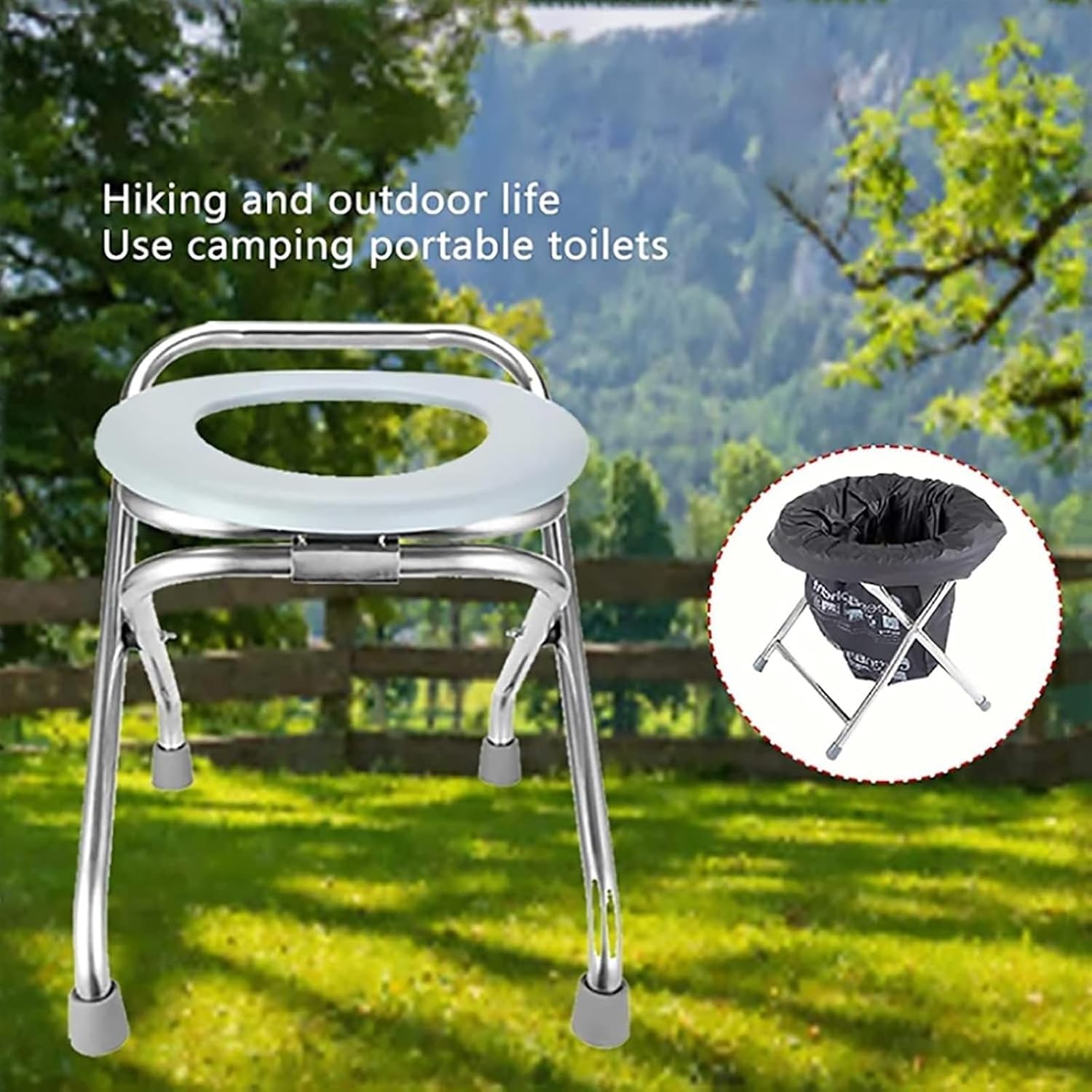 Bedside Commode,Toilet Seat with Handles Portable Camping Commode Chair Waterproof Non-Slip with Lid Perfect Lightweight Toilet Seat for Camping