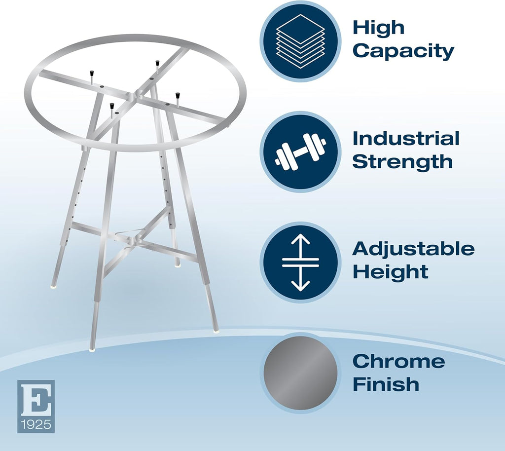 Econoco Industrial Display Rack Round – Round Folding Rack, 42' Diameter Folding Round Clothes Rack, Folding Round Garment Rack, Folding Display Rack, Chrome