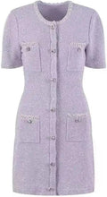 Pegsmio Women's Crystal Knitted Dresses Summer Holiday Single Breasted Pearl Sequins Flower Pencil Evening Party Dress