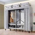 Foldable Clothe Rack, Heavy-Duty Portable Wardrobe for Bedroom Armoires Freestanding Clothing Coat Storage Rack Rolling Garment Rack with Wheel W/Cover Load 2000lbs(125 * 52 * 170cm)