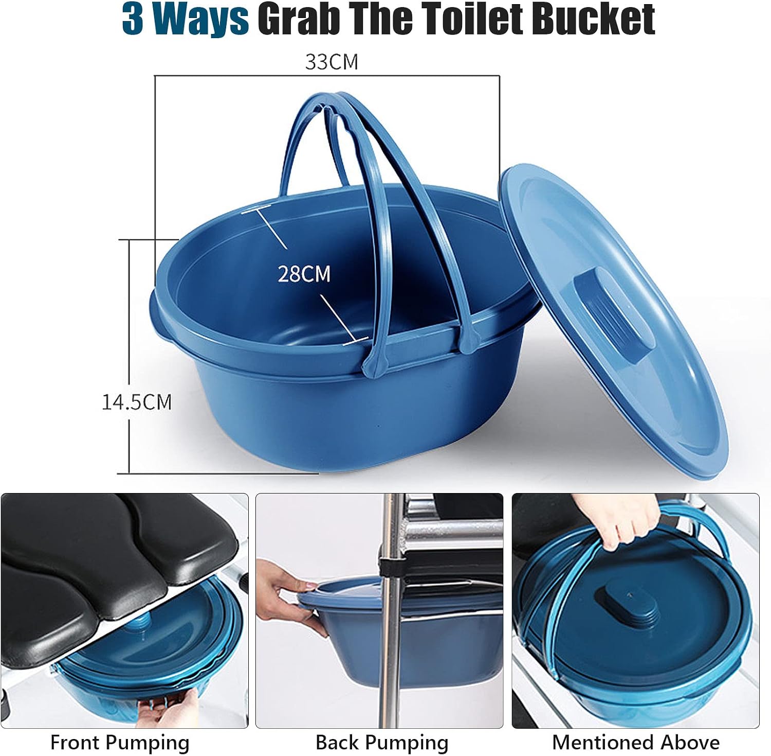 Raised Toilet Seat with Handles and Back, Bedside Commode Chair 6-Gears Height Adjustable Heavy Duty Shower Chair for Adults, Senior, Elderly,Handicap, Disabled