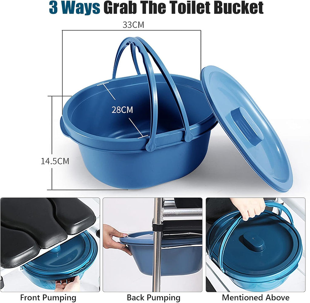 Raised Toilet Seat with Handles and Back, Bedside Commode Chair 6-Gears Height Adjustable Heavy Duty Shower Chair for Adults, Senior, Elderly,Handicap, Disabled