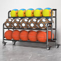 Home Gym Organizer Rack Black Basketball Rack Cart, Lockable Rolling Balls Holder for Gym/Family/Garage/School/Club Display, Freestanding Volleyball Football Organizer Holder