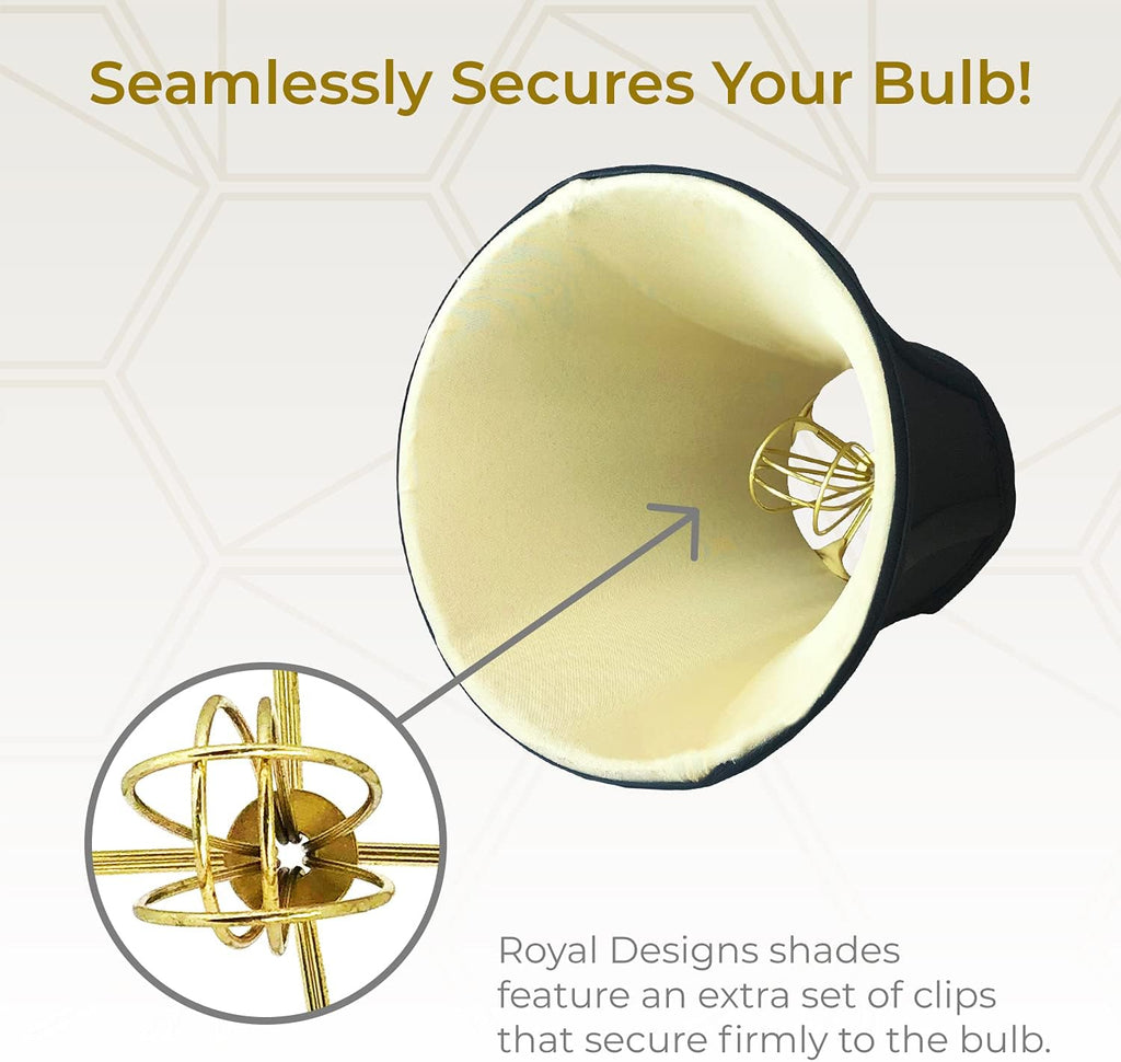 Royal Designs, Inc. BSO-704FC-6BLK/GL-6 True Bell Basic Lamp Shade with Flame Clip, 3.5 x 6 x 6.25, Black with Gold, 6-Pack