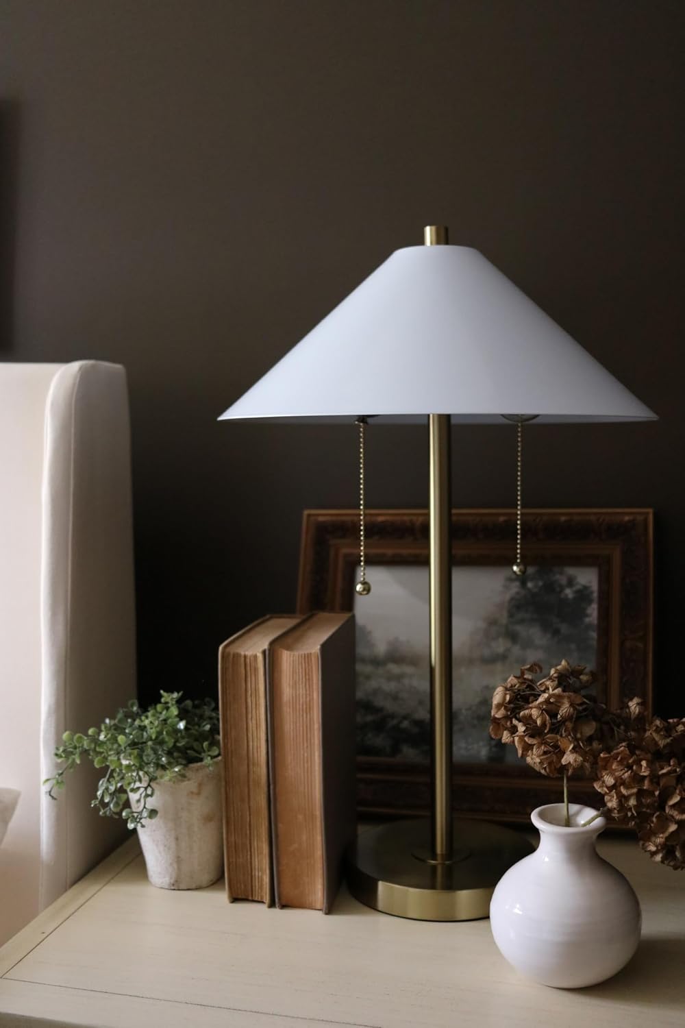 SAFAVIEH Lighting Collection Prisma Contemporary Gold/White Pull-Chain Floor & Table Lamp Set of 3 (LED Bulbs Included)