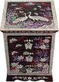 Antique Alive Mother of Pearl Inlay Design Jewelry Box, Wood Jewelry Box, Trinket Case, Keepsake Treasure Chest Box Organizer Holder (Pine Birds Red)