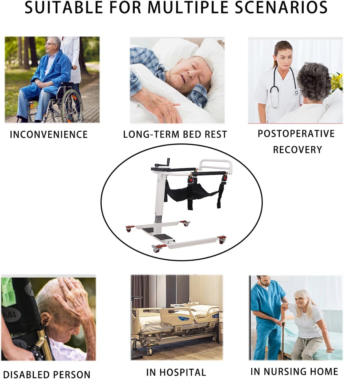 Patient Lift Wheelchair for Home, Portable Patient Lift Transfer Chair, Shower Chair with Wheels Portable Toilets Seat Transfer Aid, Lift Wheelchair for Home (Basic Backrest)