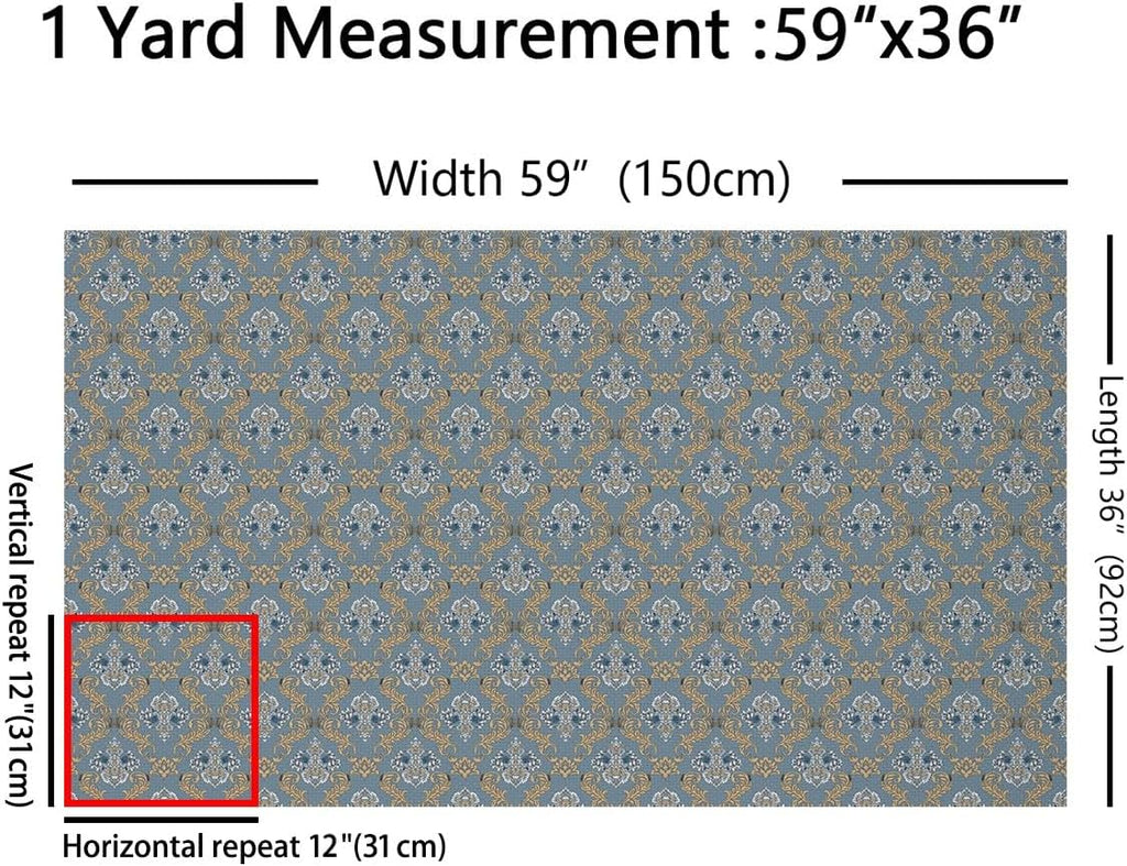 Feelyou Adults Gothic Vintage Floral Damask Fabric Set,Antique Victorian Baroque Fabric by The Yard Kids 10 Yard Bedroom Room Decor Floral Damask Upholstery Fabric for Chairs Soft Flannel