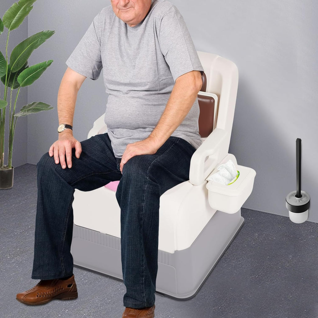 Bedside Commodes Chair, 220.46Lbs Capacity Bedside Toilet Portable Adult Potty Toilet Chair Non-Slip Fully Enclosed Commode Toilet Heavy Duty Moveable Commodes for Home Use Nursing Centers