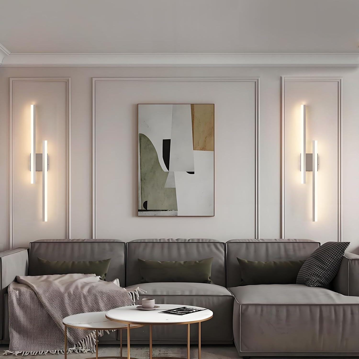 Battery Operated Wall Light Fixtures for Living Room, Dimmable USB Rechargeable Indoor Led Wall Sconce Lighting, Wireless Wall Lamps for Living Room Bedroom Bathroom Hallway Set of 2