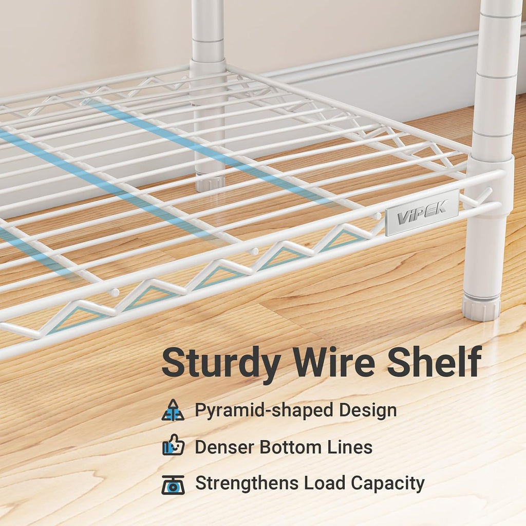 VIPEK X3 Plus Large Expandable Closet Rack Adjustable from 5'10' to 8'8' with Extendable Shelves and Hanger Rods, Freestanding Clothing Racks Modular Closet Systems Wardrobe, Max Load 1360LBS, White