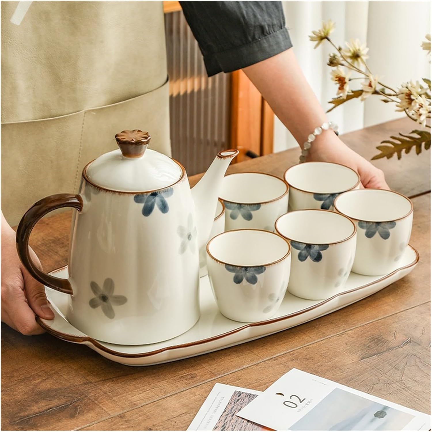 Beverage Serveware Cold Kettle Set Housewarming New Home Cup Household Wedding Ink Feng Shui Cup Tea Set Water Carafe