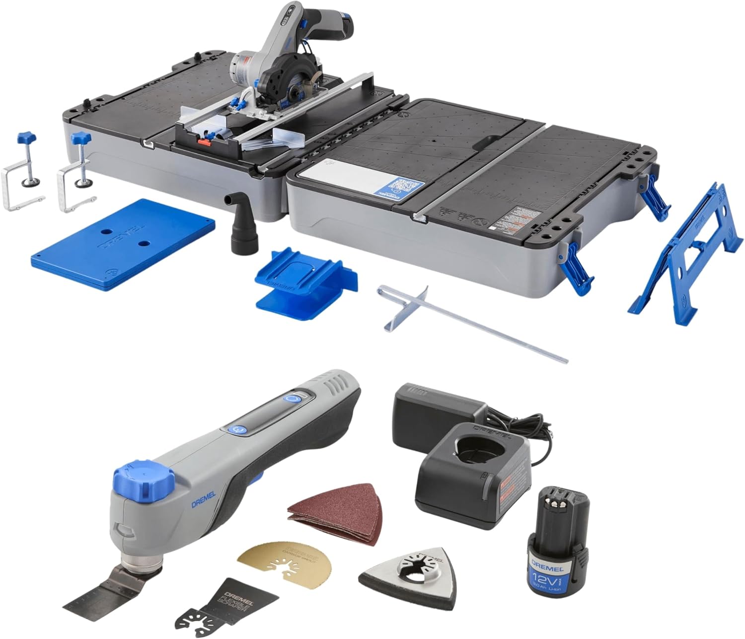 Dremel Blueprint 12V Bundle - Portable Saw Station with Brushless Compact Circular and Multi-Purpose Cutting Case + Brushless Project Multi-Tool with Integrated Application Selector