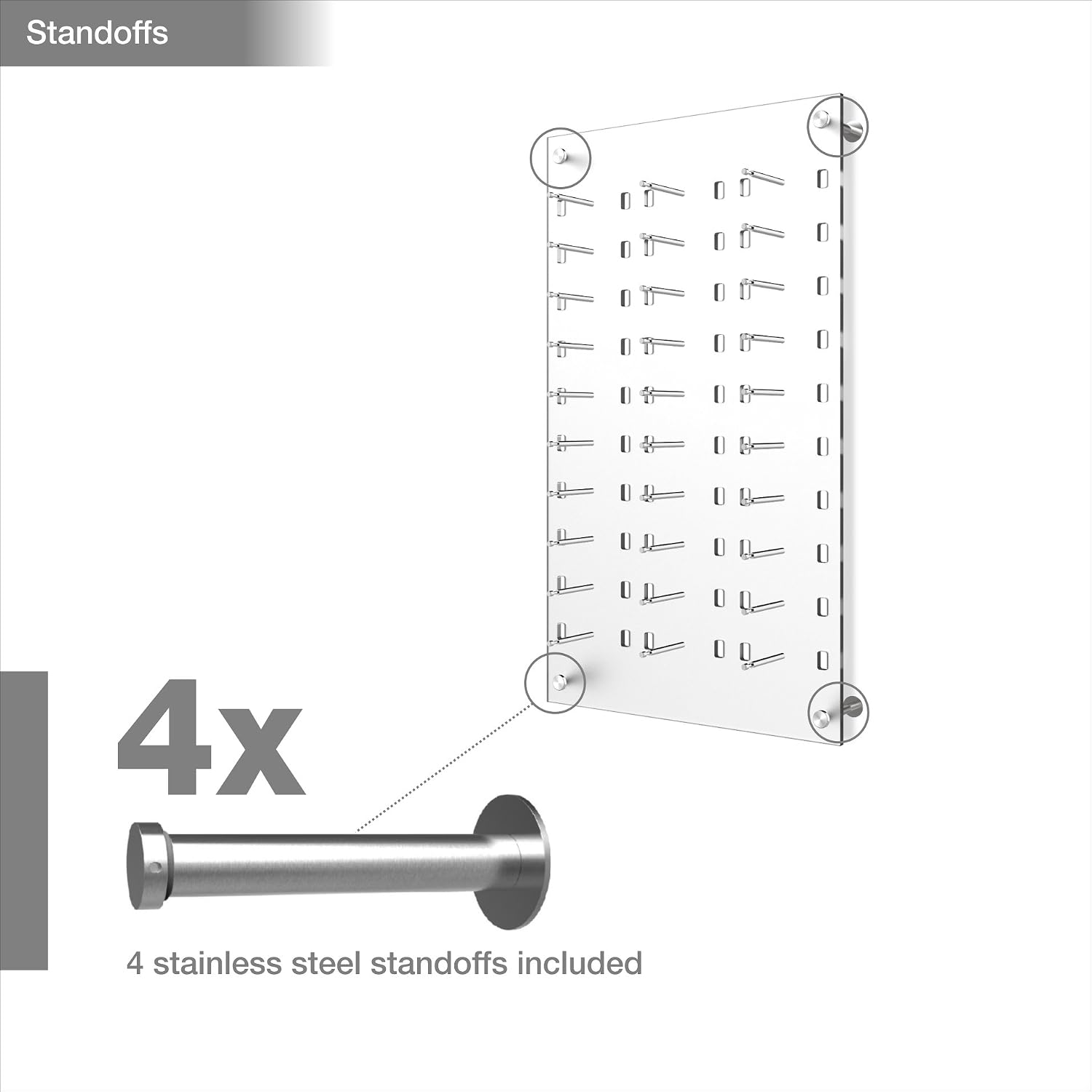 Optical Display for 30 Eyewear Frames - Wall Mount Acrylic Eyewear or Sunglass Display Package in Frosted White – 31.75' (H) X 18.5' (W)