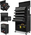 13-Drawer Rolling Tool Chest, 2-in-1 Heavy Duty Detachable Storage Cabinet with Lockable Wheels & Removable Top Box, 600 lbs Capacity for Mechanics, Garage Workshop (BLACK)