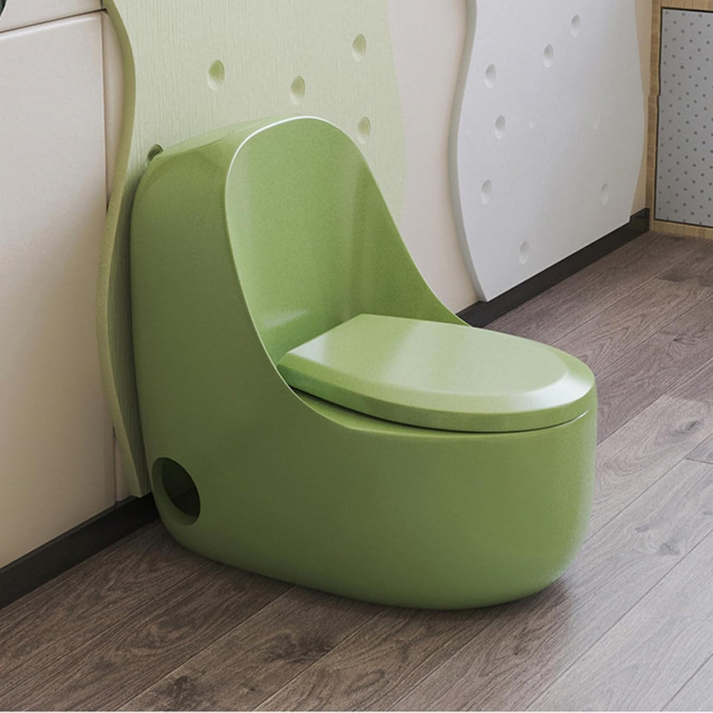 Ceramic Toddler Toilet 7.5' Height Potty Training Commode Bathroom Baby Kids Toilet with Round Quiet Seat & 1.6 GPF Powerful Flush for Daycares Playgrounds Home