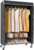 VIPEK R3C Rolling Clothes Rack With Cover Portable Closet for Hanging Clothes, Heavy Duty Garment Rack Freestanding With Wheels & Side Hooks, Black With Upgraded Polyester Cover