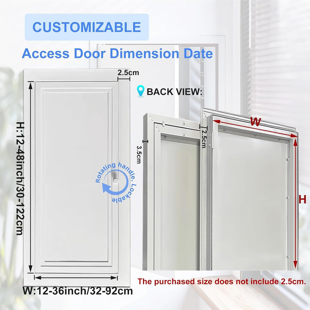 Vent Systems 24×24in 36x36Inch White Aluminum Plumbing Access Panel - Plasterboard/Drywall Access Door for Crawl Space - Wall Wire Cover - Inspection Hatch(24x48in/61x122cm)