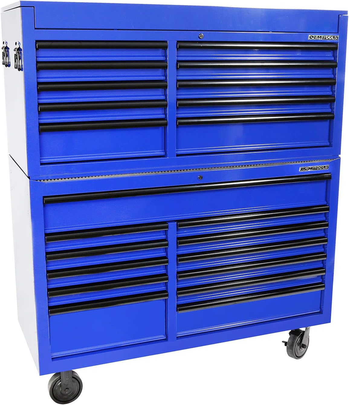 OEM TOOLS 24735 Professional Series 57 Inch Chest and Cabinet Set | Large Mechanic's Tool Box | 22 EVA Lined Drawers Rated for 3240 Lbs. of Storage | Blue