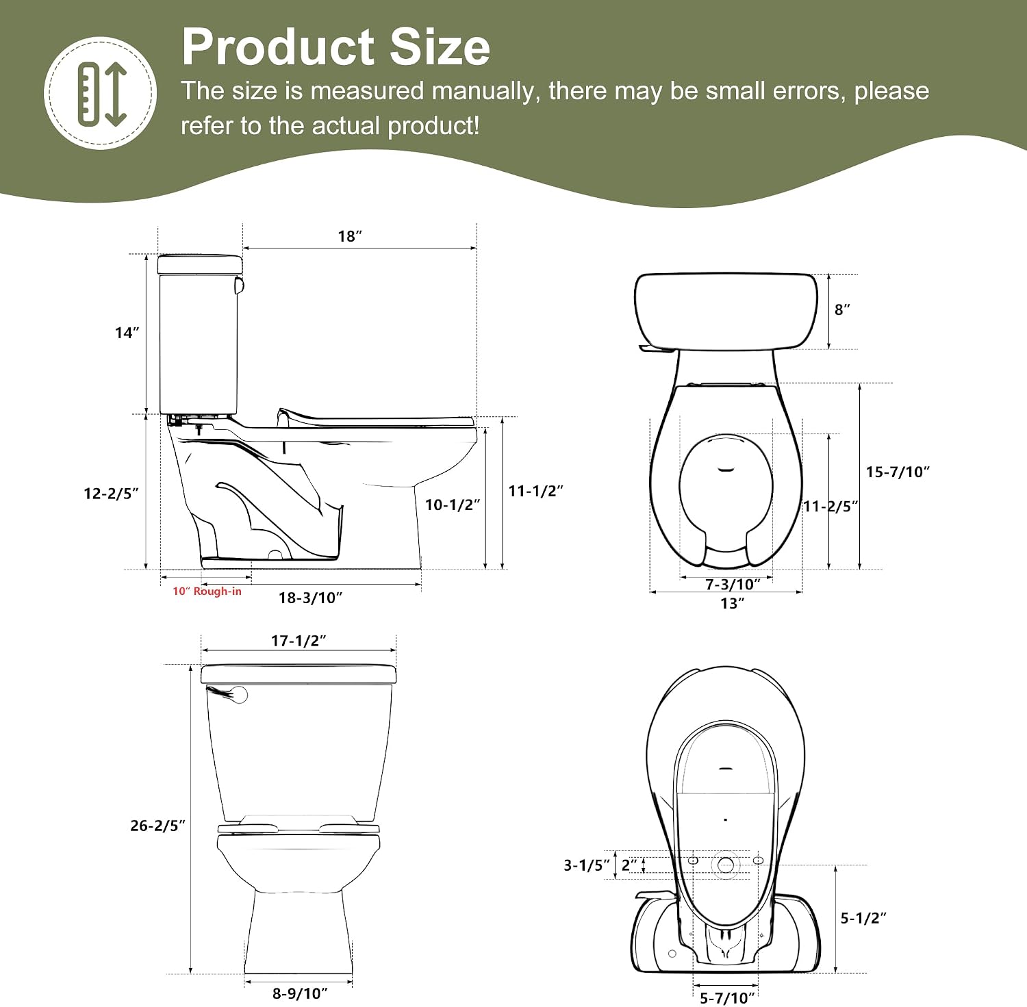 Simple Project Kids Toilet for Bathroom, 10 Inch Ceramic Baby Potty Training with Toilet Bowls, Children Toilets for Daycares,Welfare Home, Kid's Room-10.5' Bowl Height