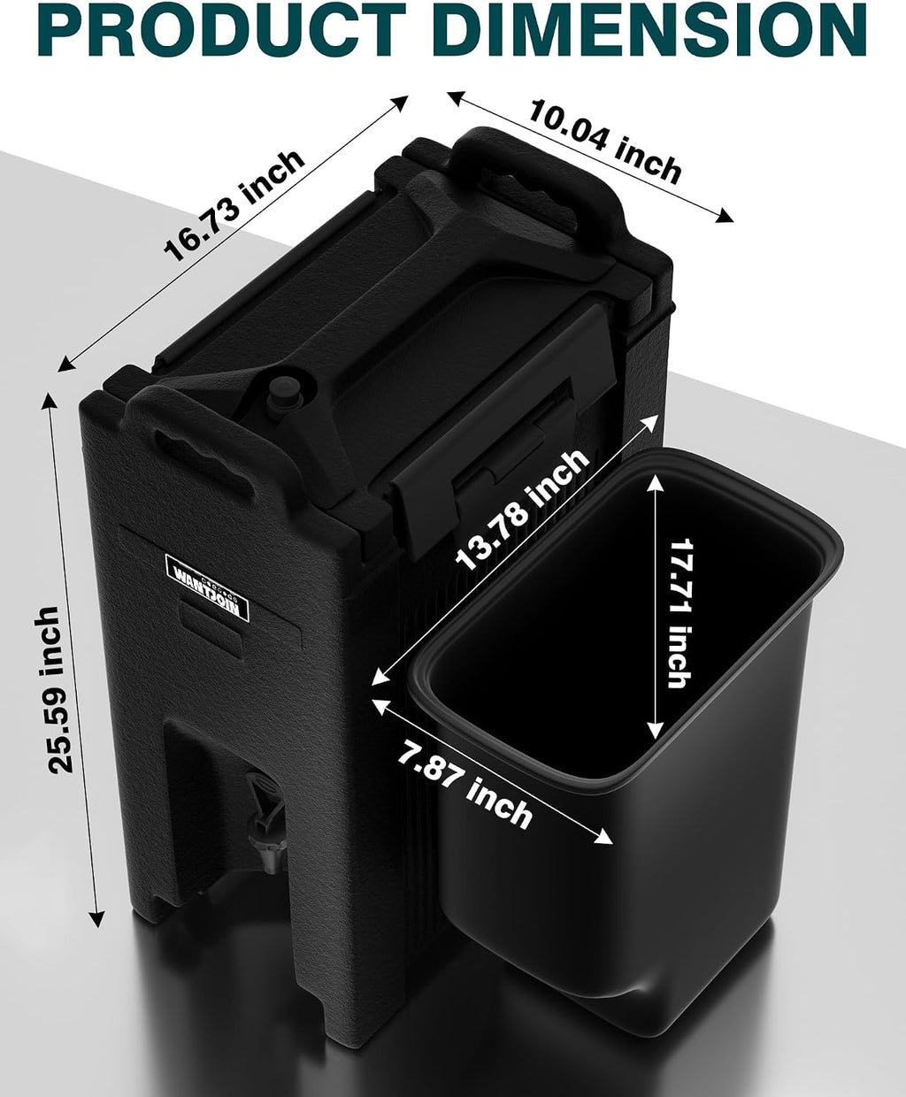 WantJoin Insulated Beverage Dispenser - 5 Gallon Hot and Cold Drink Container, Thermal Drink Dispenser Cooler Server Carrier with Handles for Commercial Catering, Black