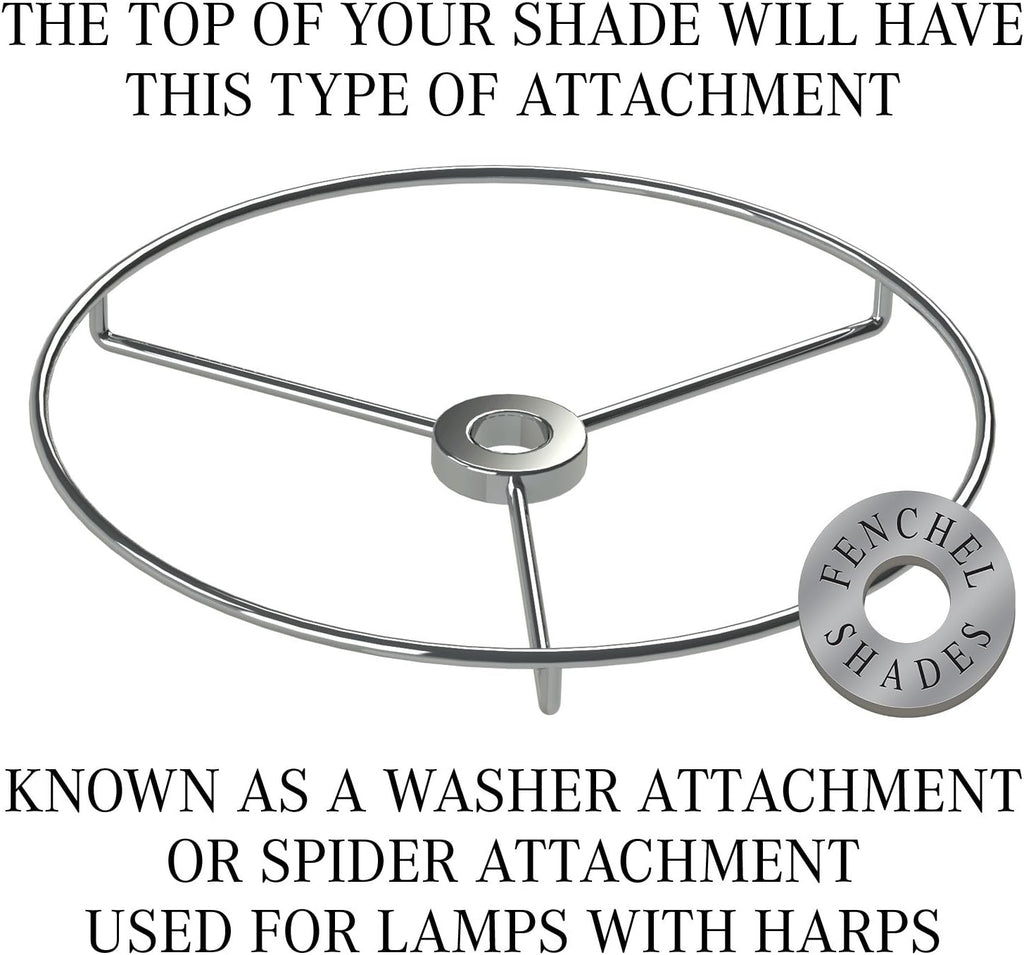 FenchelShades.com Set of 2 Lampshades 10' Top Diameter x 12' Bottom Diameter x 8' Slant Height with Washer (Spider) Attachment. Attaches to Lamps with an existing Harp (not included) (Couture Sand)