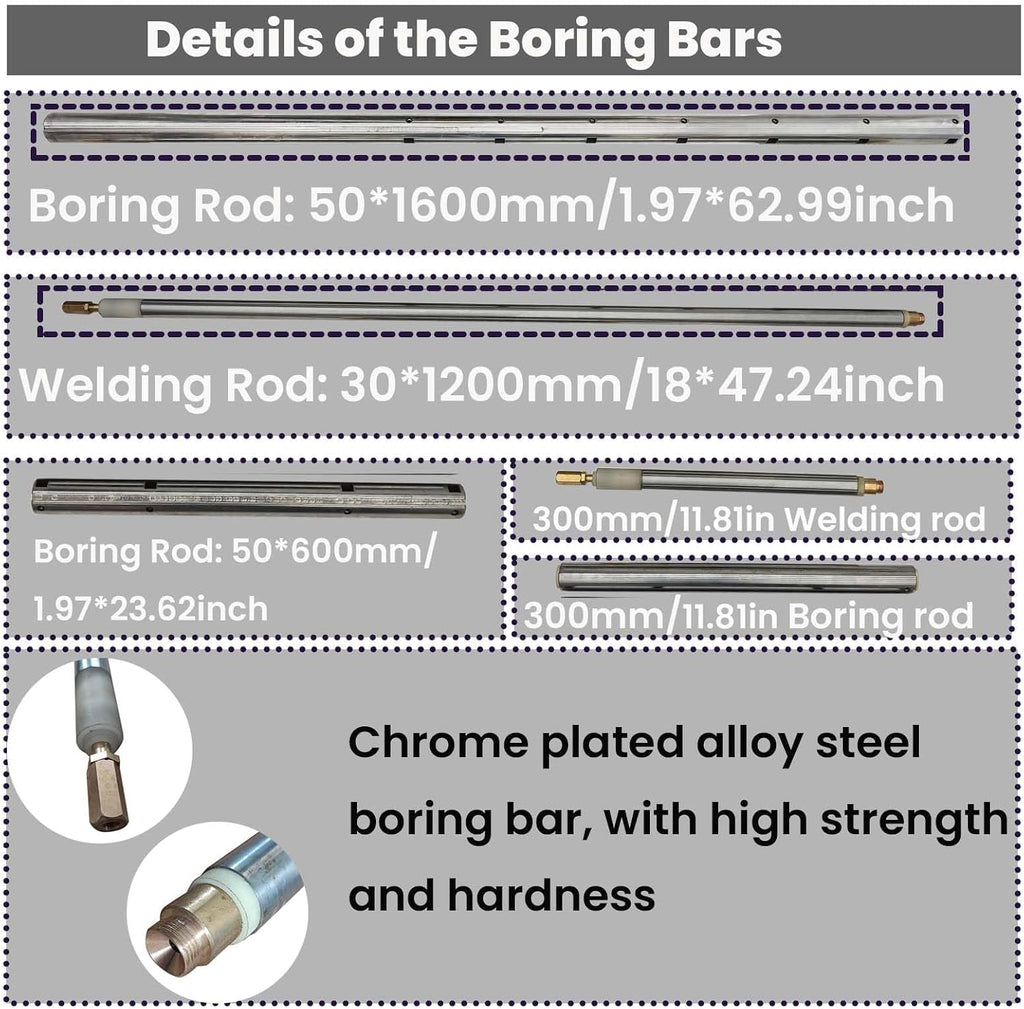 Portable 2in1 Line Boring and Overlay Welding Machine Bore Welder Hole Drilling Equipment with Connecting Rod and Digital Display Boring Bar for Excavators Cranes Loaders Without Welder