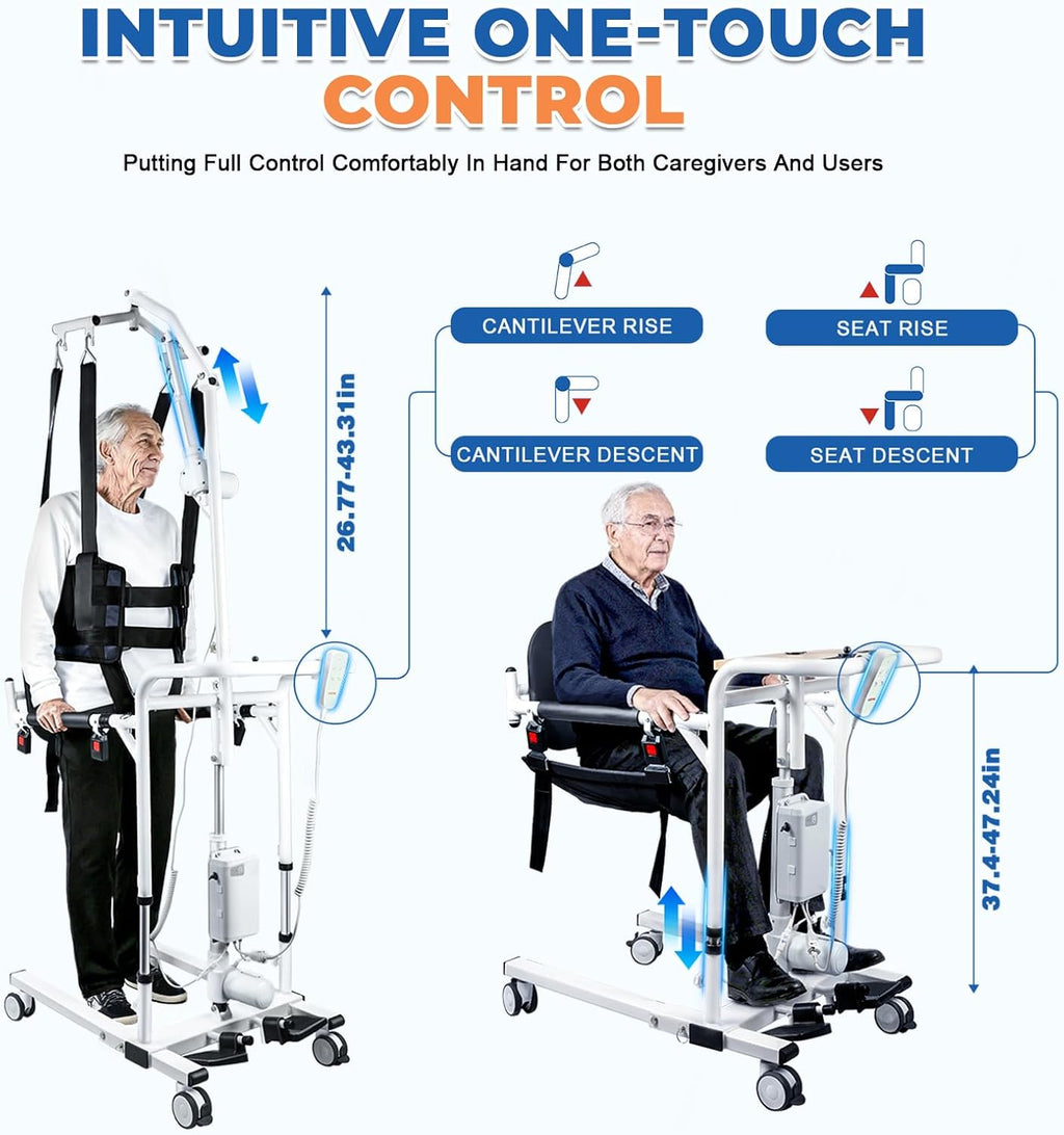Patient Lift Transfer Chair - Heavy Duty Shower Commode Chair with Toilet Safety Frame (Dual B - Black & Rack)