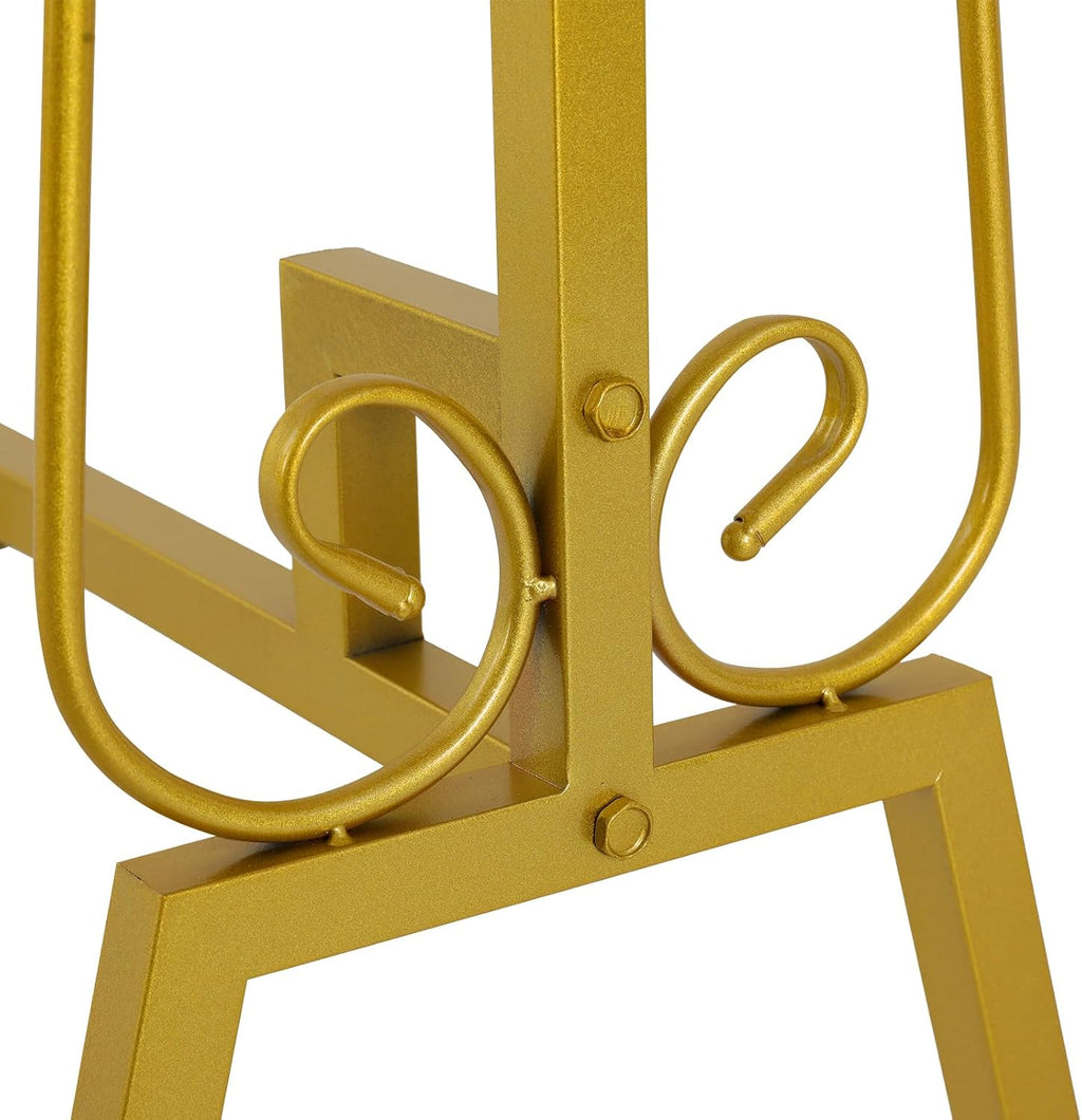 59x55x19.6in Clothing Display Stand, Floorstanding Retail Ellipse Coat Rack, Commercial Clothes Hanging Rack with Top Panel, Metal Garment Rack for Shops, Boutiques Display (Gold)