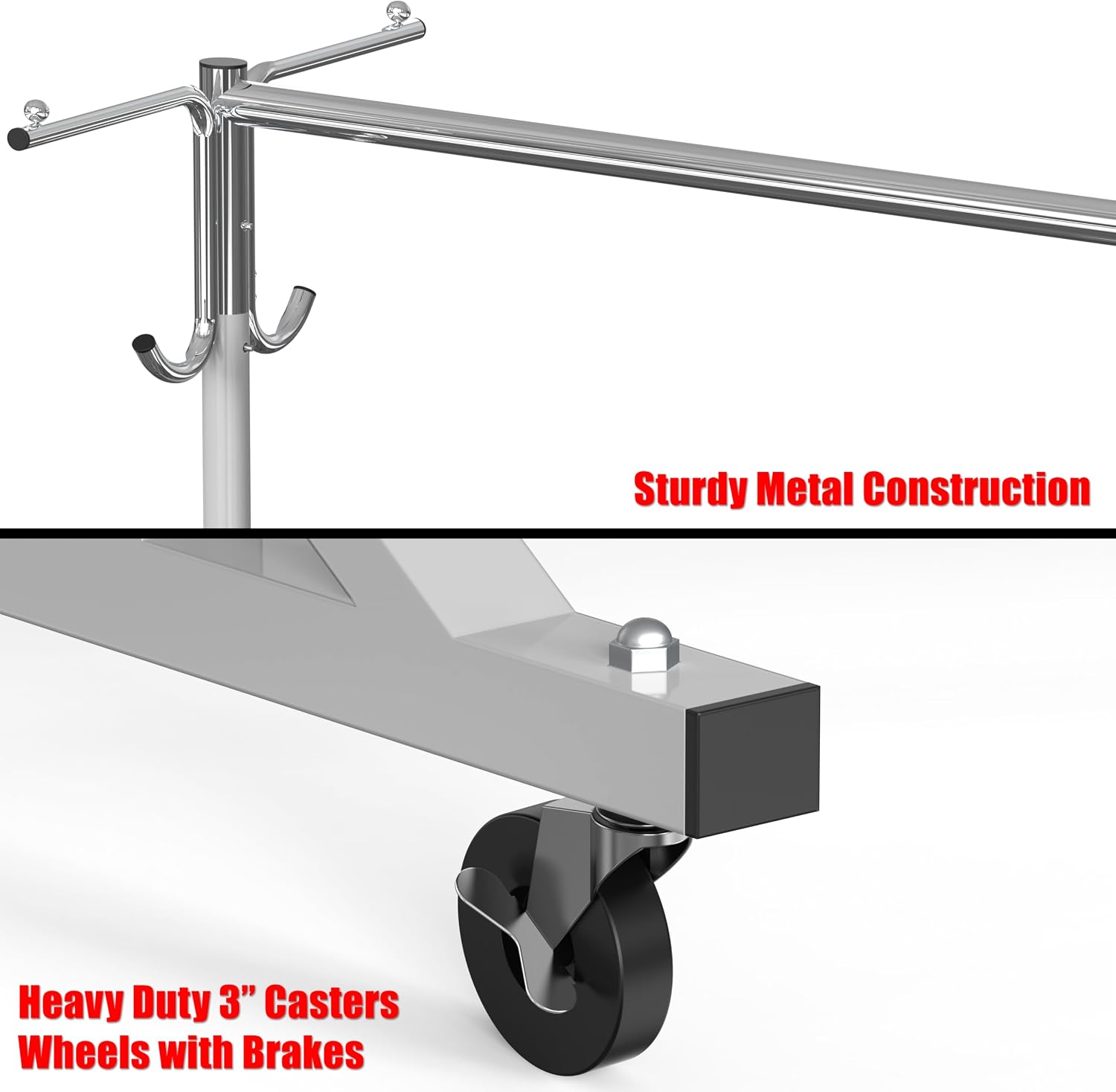 Simple Houseware Industrial Grade Z-Base Garment Rack, 500lb Load with 62' Extra Long bar w/Clear Cover and Tube Bracket
