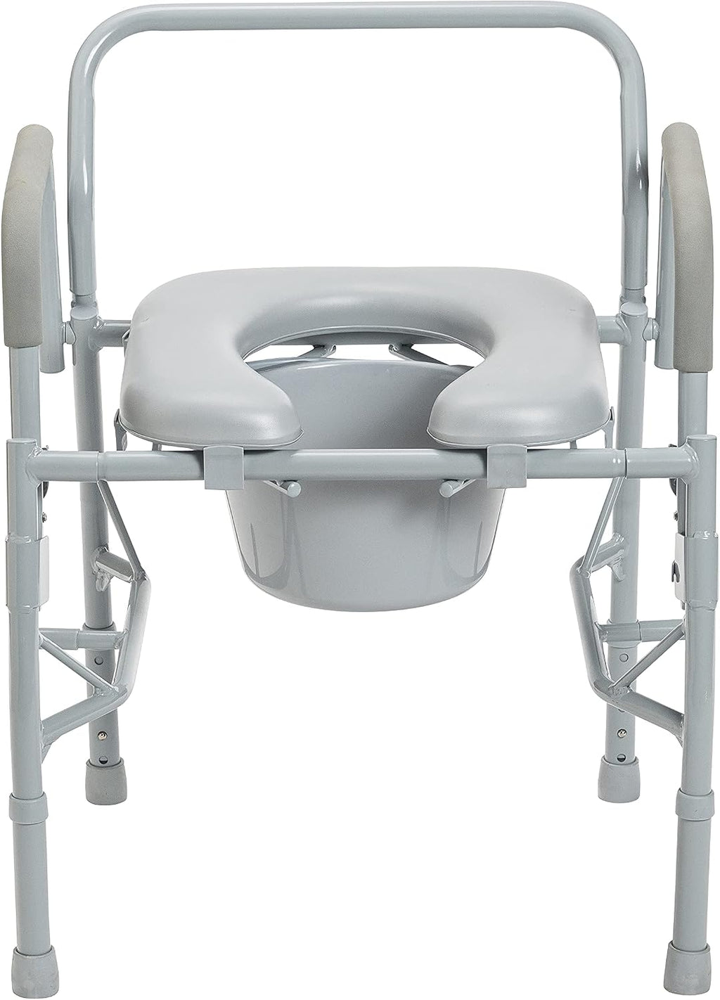 Drive Medical 11125PKSD-1 Commode Chair for Toilet with Padded Seat and Arms, Gray