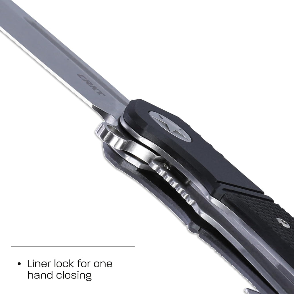 CRKT Homefront Compact Everyday Carry EDC Folding Knife with Liner Lock: S35VN Steel Plain Edge Blade, G10 Handle with Aluminum Bolster, K246KXP