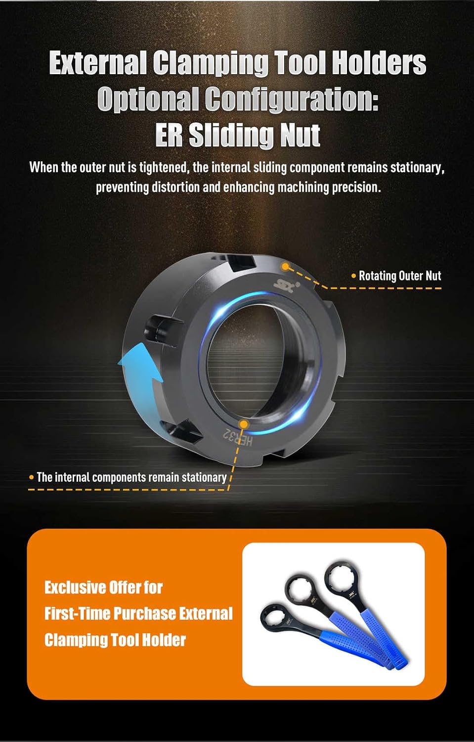 BMT Driven Tool Holder BMT55 Boring Bar Holder Block Turning Tool Holder Block Live Tooling for CNC Lathe BMT55-90°-60-ER25-Y-W External Clamping
