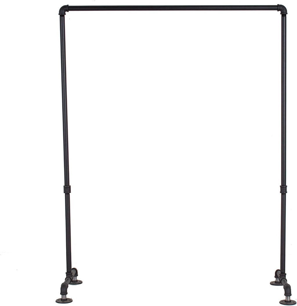 Industrial Pipe Clothing Rack, Heavy Duty Steel Construction, Freestanding Design, Black Finish (36 INCHES WIDE)
