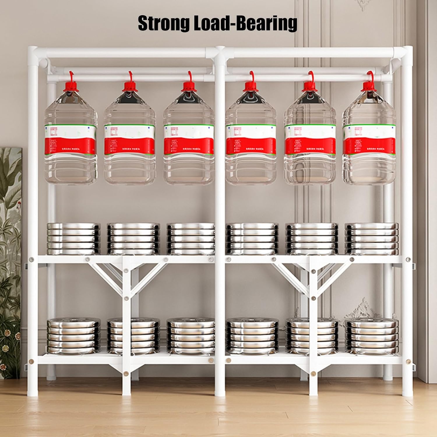 Portable Wardrobe Closet for Hanging Clothes, Metal Freestanding Armoire Wardrobe Clothes Rack with Fabric Cover, Large Capacity Garment Rack Clothes Organizer with Shelves, For Bedroom(Blue,59''x17.7
