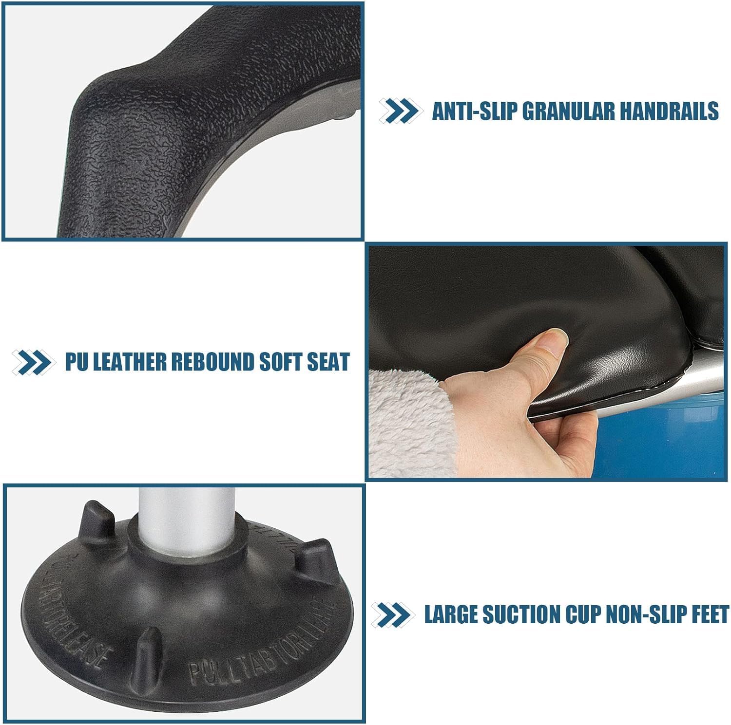Padded Beside Commode Chair 3 in 1 Shower Seat for Toilet with Arms, Heavy Duty Adult Bathroom Commode Chair Aluminum Alloy Frame, PU Leather Padded (Color : #2), 659245