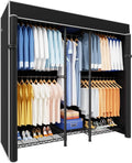 Ulif E12C Heavy Duty Closet Organizer System，Freestanding Clothing Rack, Adjustable Garment Rack 57.1' W x 16' D x 76.5' H Holds 860 lbs, Black Clothing Rack with Black Dustproof Cover