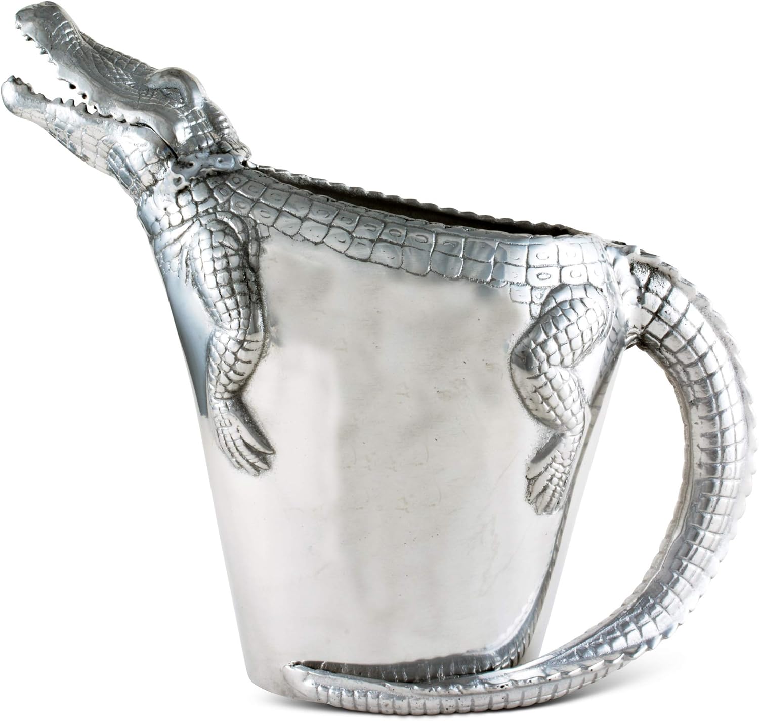 Arthur Court Alligator Pitcher Water Jug for Hot/Cold Water, Ice Tea and Juice Beverage Tropical Cajun Croc Gator Styling 12 inch Tall