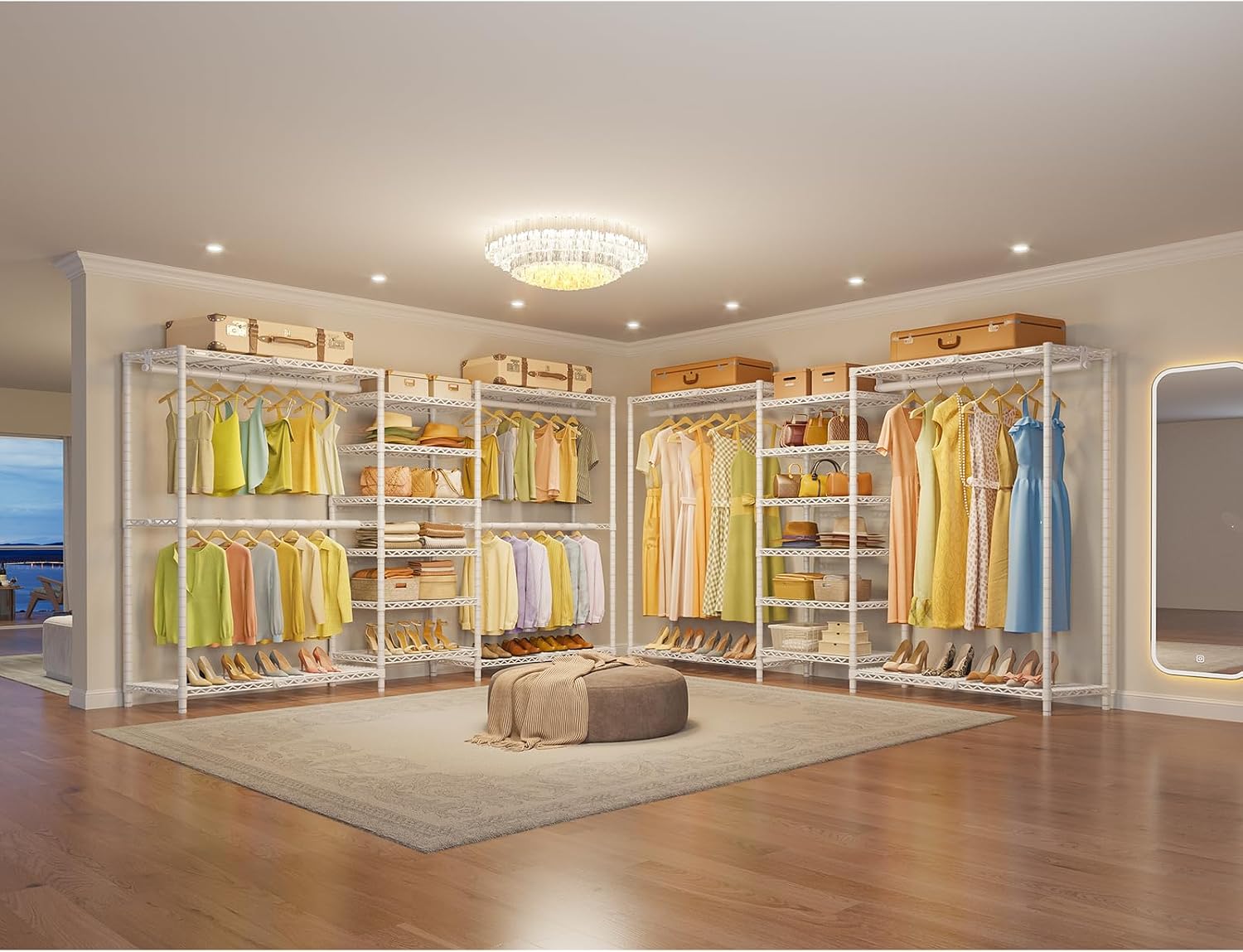 VIPEK X3 Plus Large Expandable Closet Rack Adjustable from 5'10' to 8'8' with Extendable Shelves and Hanger Rods, Freestanding Clothing Racks Modular Closet Systems Wardrobe, Max Load 1360LBS, White