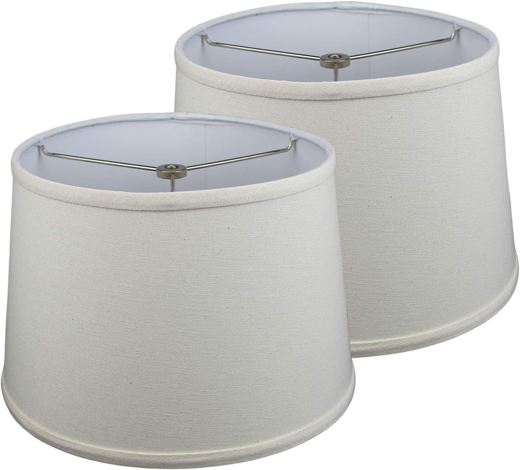 FenchelShades.com Set of 2 Lampshades 10' Top Diameter x 12' Bottom Diameter x 8' Slant Height with Washer (Spider) Attachment. Attaches to Lamps with an existing Harp (not included) (Beige Homespun)