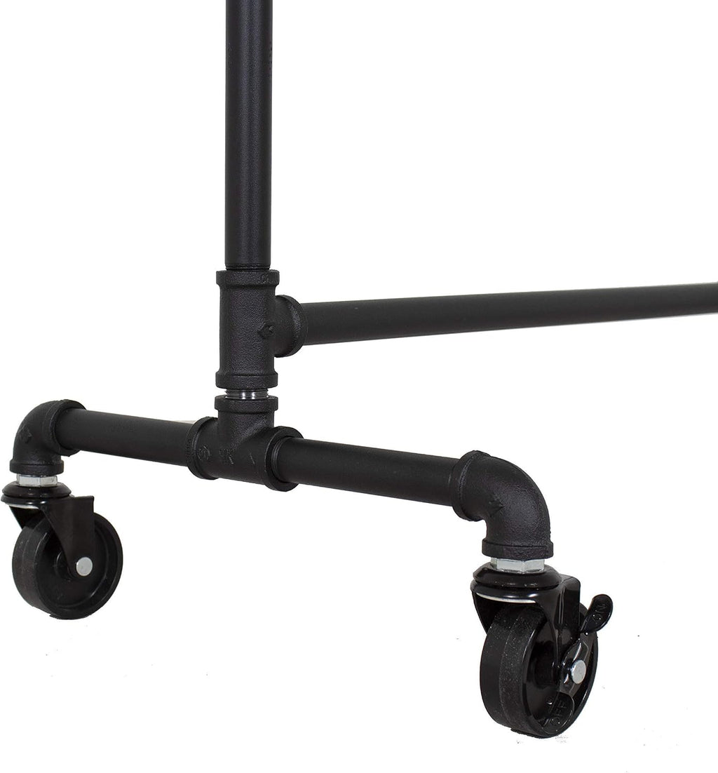 Industrial Pipe Heavy-Duty Rolling Clothing Rack